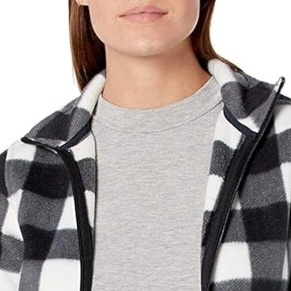 Polar Soft Fleece Jacket Black White Buffalo Plaid Full Zipper Sz XXL NWT - Picture 3 of 7